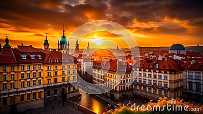 Old Town Prague in the sunset hours, Czech Republic Stock Photo