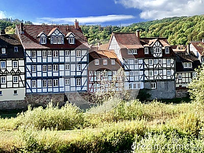 Old Town Rotenburg with historical wood-framed buildings Stock Photo