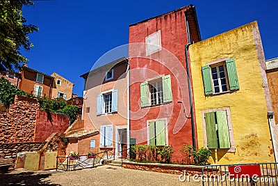 Old Town of Roussillon, Provence, France Stock Photo