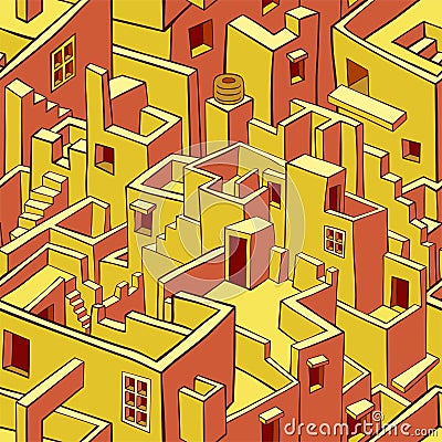 Old town seamless pattern Vector Illustration