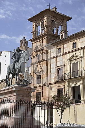 Old Town Square in Antequera, Malaga. Andalusia Spain Editorial Stock Photo