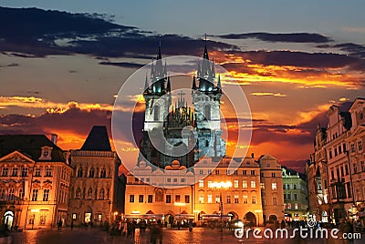 The Old Town Square in Prague City Stock Photo