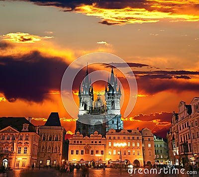 The Old Town Square in Prague City Stock Photo