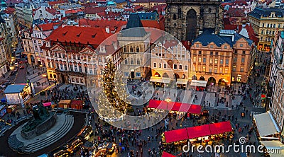 Old town squate of Prague before Christmas. Editorial Stock Photo