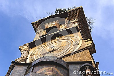 Old town of Tbilisi, Georgia, famous Clock Tower of puppet theater Rezo Gabriadze Editorial Stock Photo