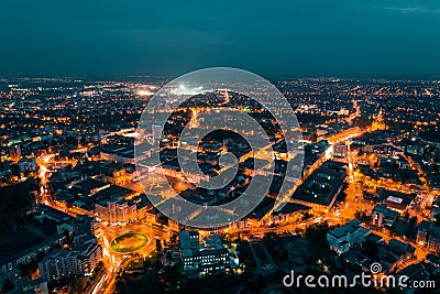 Old town Timisoara in the night Stock Photo