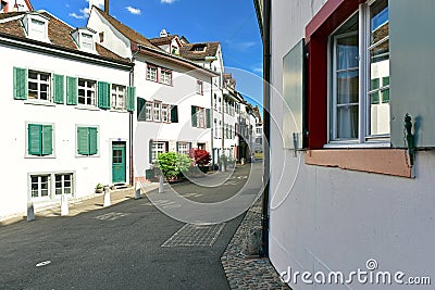 Old town. View of the Heuberg street. City of Basel, Switzerland, Europe Stock Photo