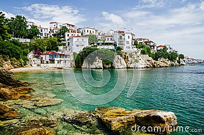 Old town view of Skiathos island, Sporades, Greece Stock Photo