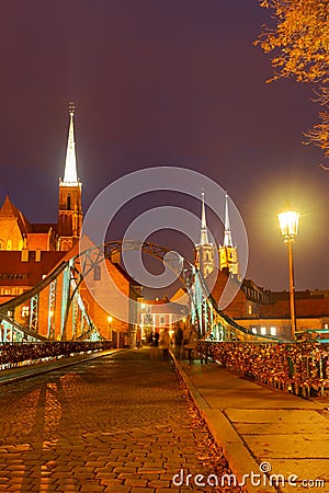 bridge to island Tumski, Wroclaw, Poland Stock Photo