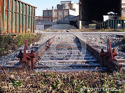 Old tracks industrial area Stock Photo