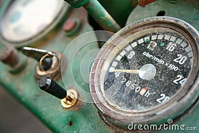 Old tractor dashboard Stock Photo