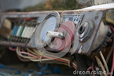 Old tractor dashboard Stock Photo
