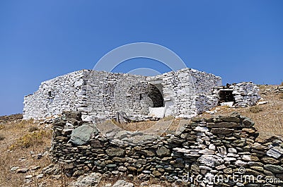 Old and traditional drystone building in Kythnos island, Cyclades, Greece Stock Photo