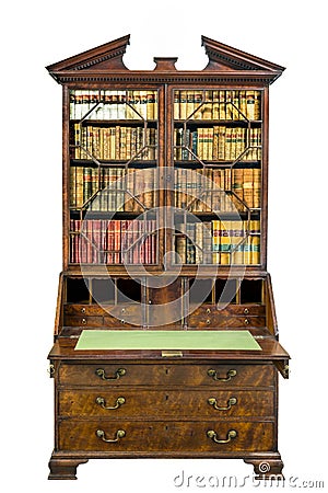 Old traditional European bookcase bureau secretaire Stock Photo