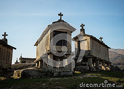 Old traditional horreo espigueiro granary food storehouse in Soajo Arcos de Valdevez Viana do Castelo Portugal Europe Stock Photo