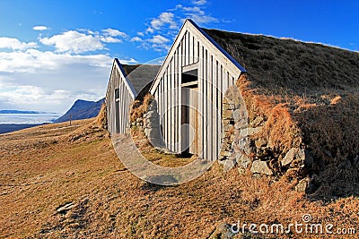 Old Traditional Icelandic Houses, Skaftafell, Iceland Stock Photo