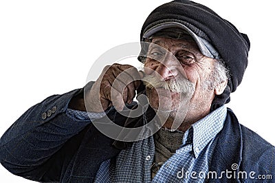 Old traditional lebanese man with mustache Stock Photo