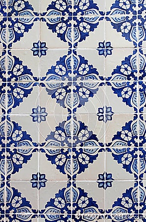 Old traditional Portuguese Azulejos Stock Photo