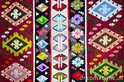 Old traditional romanian wool carpet Stock Photo