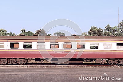 Old train abandoned because of prolonged use. Stock Photo