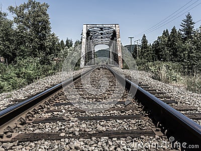 Old train bridge Stock Photo