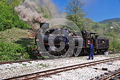 Old Train in Drvengrad, Serbia Editorial Stock Photo