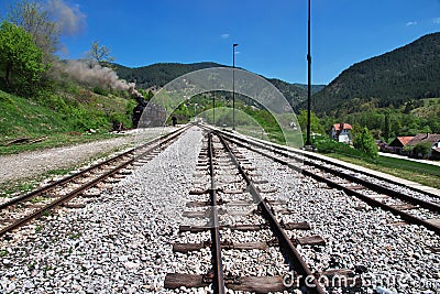 Old Train in Drvengrad, Serbia Stock Photo