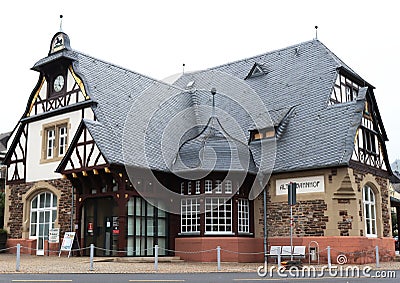 The old train station in Traben-Trarbach, Germany Editorial Stock Photo