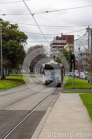 The tram circulating in the center of Melbourne, public transport, Melbourne, Victoria, Australia Editorial Stock Photo
