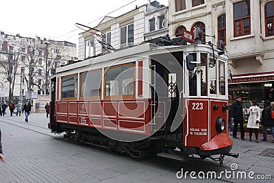 Old tram in Taksim square Istanbul Editorial Stock Photo