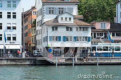 Zurich, Switzerland - August 20th 2021: Old tram car in the historic centre Editorial Stock Photo