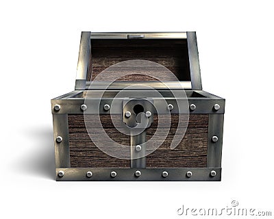 Old treasure chest open, 3D rendering Stock Photo