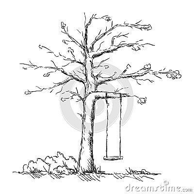 Old tree happy place Vector Illustration