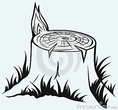 Old tree stump Vector Illustration