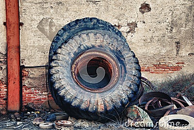 Old truck wheel Stock Photo