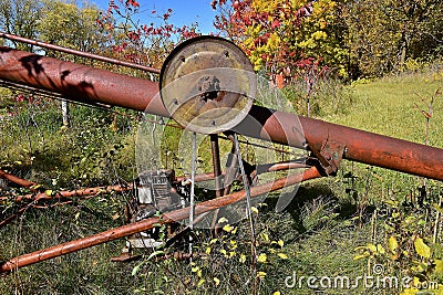 An old tube elevator and motor Stock Photo