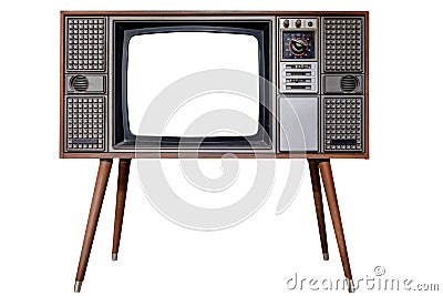 Old TV with frame screen isolate Stock Photo