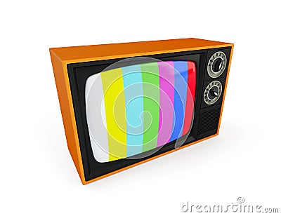 Old TV with No Signal TV Stock Photo