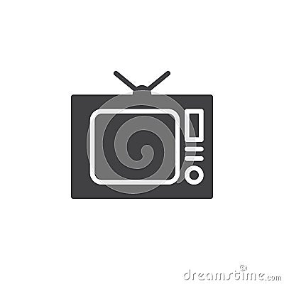 Old Tv, television icon vector, filled flat sign, solid pictogram isolated on white Vector Illustration