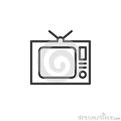 Old Tv, television line icon, outline vector sign, linear style pictogram isolated on white Vector Illustration