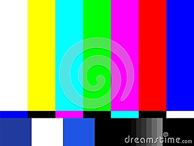 Old tv test screen. Retro no channel signal screensaver Vector Illustration