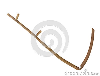 Old two-handed scythe isolated Stock Photo