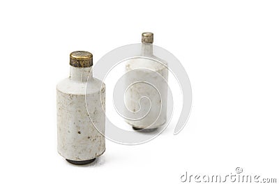 Old type fuses diazed used to protect installation for electrical overload Stock Photo