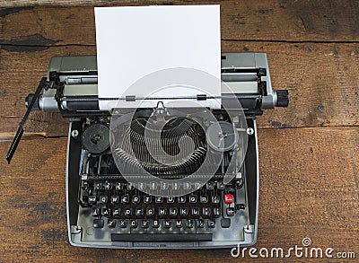 Old typewriter from seventies with paper and copy space Stock Photo