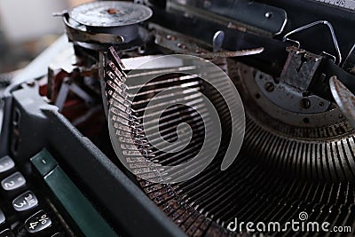 Old typewriter on table, words fake news are printed on paper in large size, retro style, concept to do list to organize work and Stock Photo