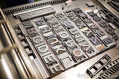 Old typography printing machine Stock Photo