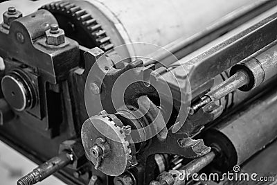 Old typography printing machine. Noise Stock Photo