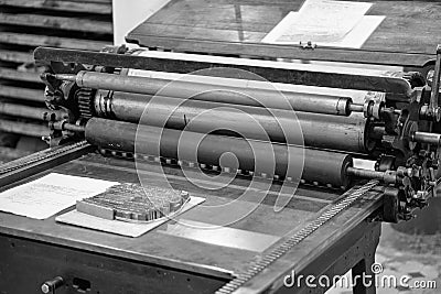 Old typography printing machine. Noise Stock Photo