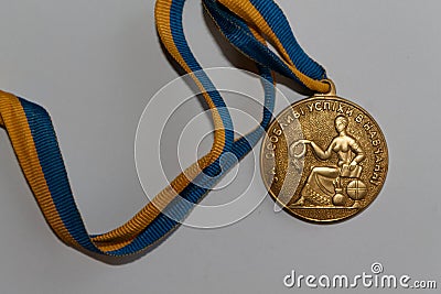 Old Ukraine gold medal for excellence in high school graduation Editorial Stock Photo
