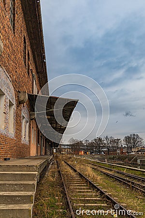 Old unused city port full of old buildings and machines Editorial Stock Photo